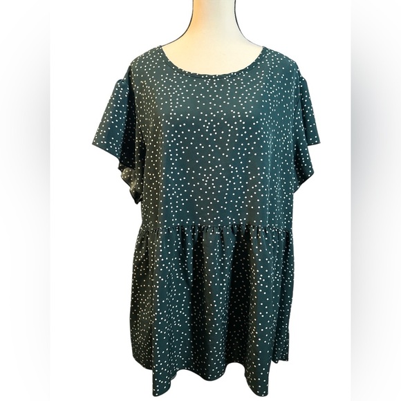 SHEIN Green and White Polka Dot Blouse - Picture 1 of 6